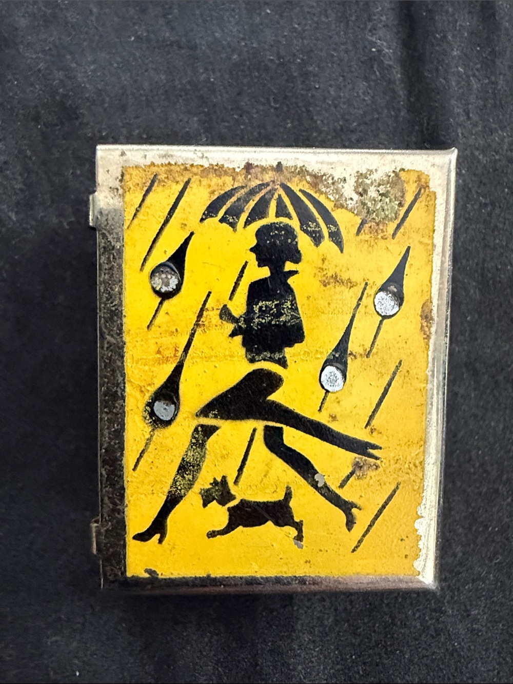 Yellow Rainy Day Silhouette Compact box